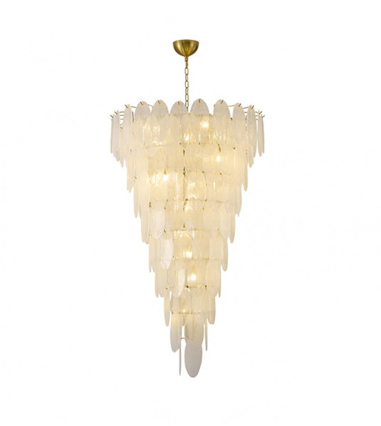 Brass Chandelier with Frosted Glass Shades