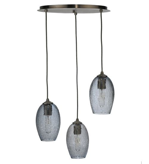 20"W Crackle Orb 3 LT Mouth Blown Cascading Pendant by Meyda Lighting