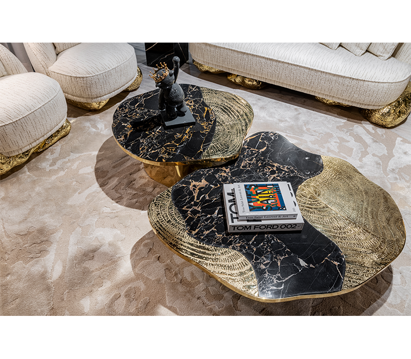 Ophelia Portoro Marble & Gold Center Table