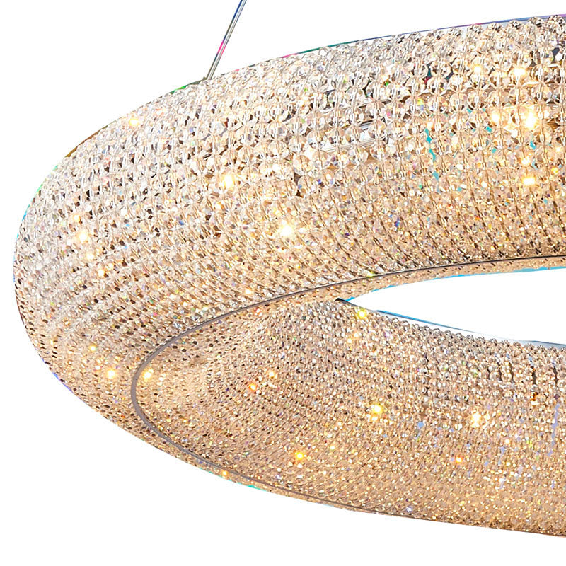 Clear Crystal Beaded Round Halo Ring Chandelier