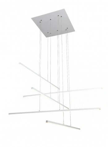 Matte White Frame LED Chandelier with Hanging Stick Pendants