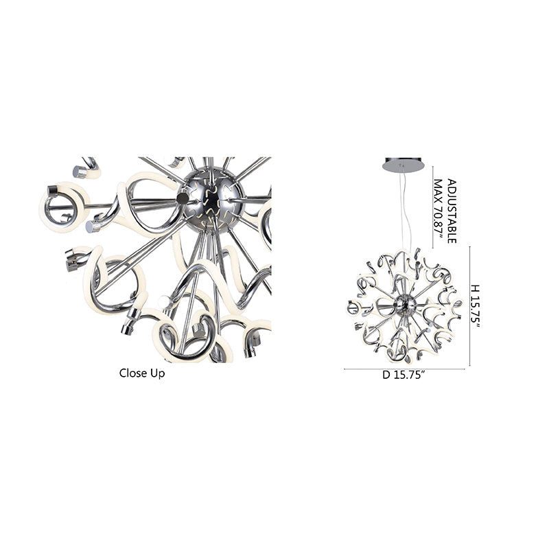 Chrome Spiral LED Chandelier