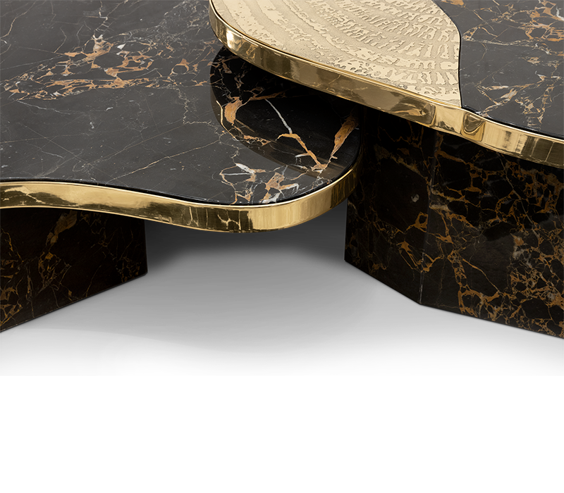 Ophelia Portoro Marble & Gold Center Table