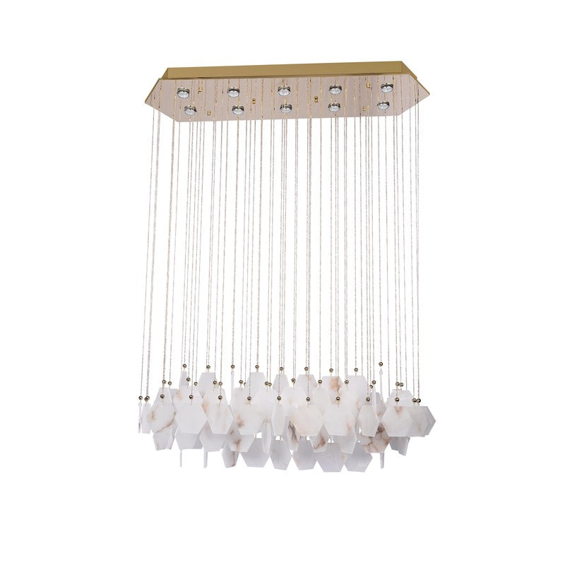 Gold Stainless Steel Chandelier with Spanish Alabaster Stones