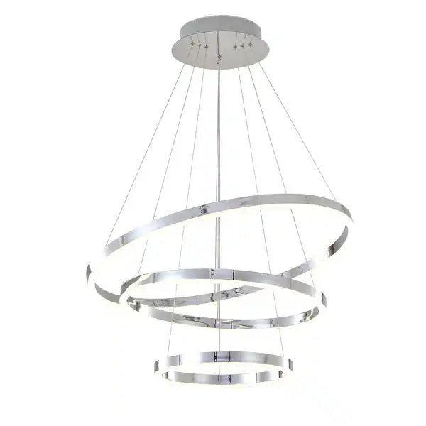 Three Halo Ring Chrome LED Chandelier