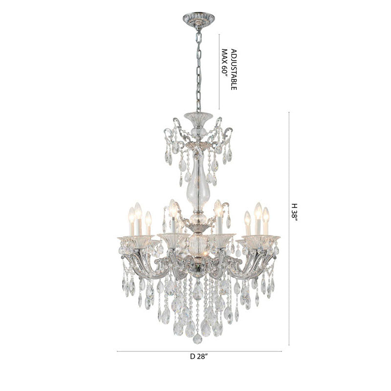 Chrome Chandelier With CLEAR Hanging Crystals