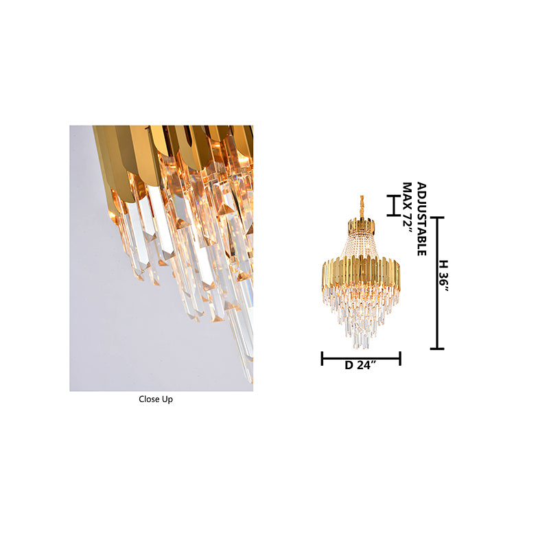 Gold Chandelier With Clear Hanging Crystals