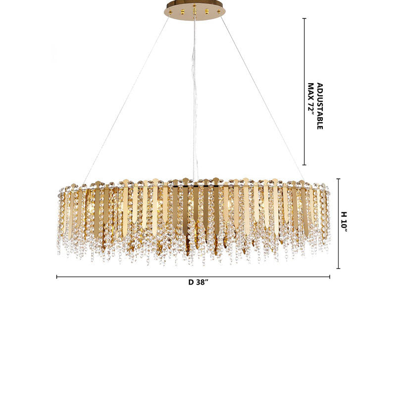 Gold Chandelier With Clear Hanging Crystal Beads