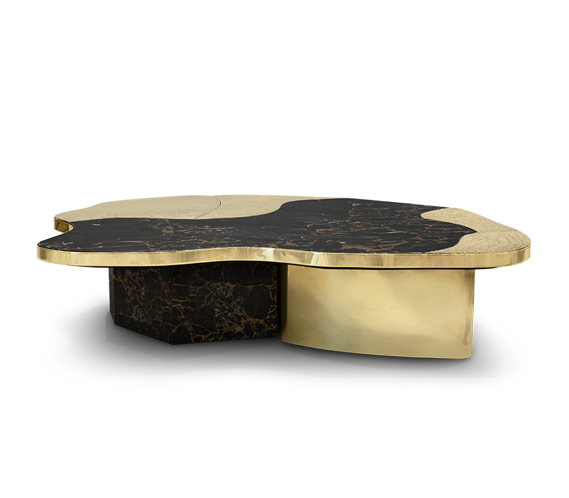 Ophelia Portoro Marble & Gold Center Table