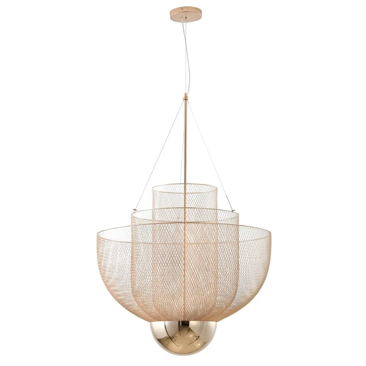 Triple-Tier Gold Mesh LED Light - Front view