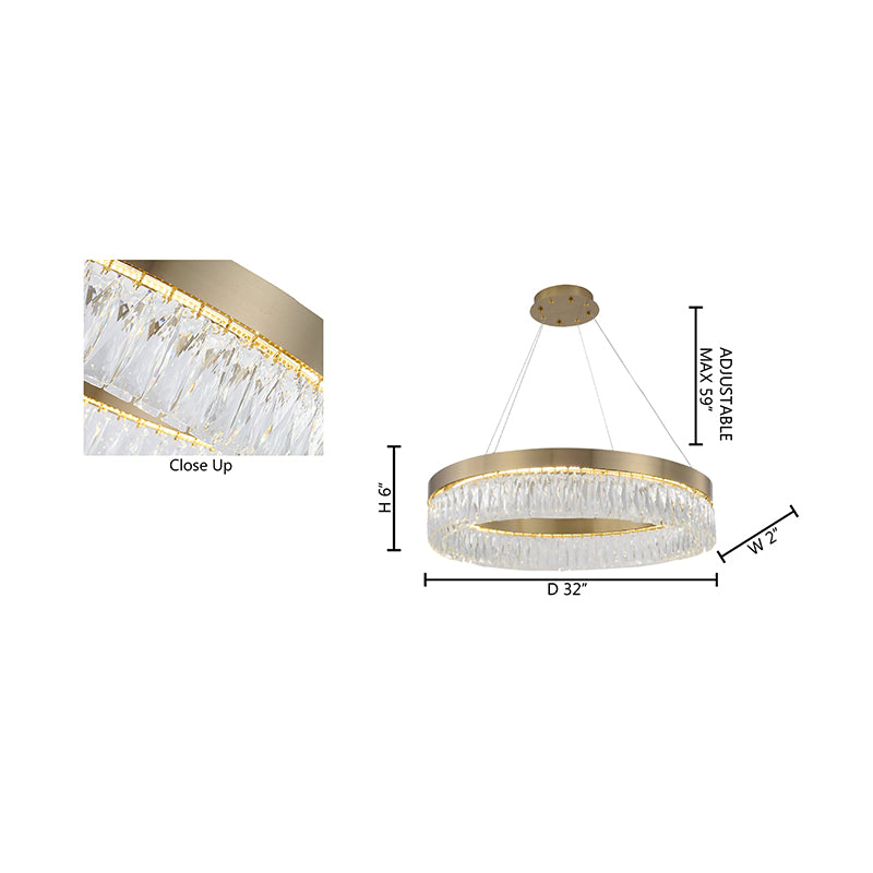 Round Gold LED Crystal Chandelier