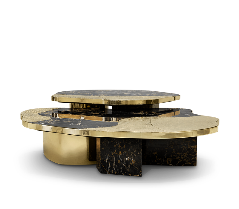 Ophelia Portoro Marble & Gold Center Table