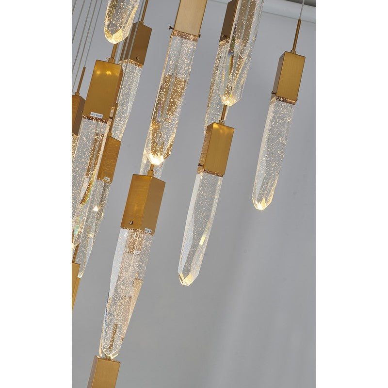Flushed Chrome Frame Chandelier with Clear Bubble Hanging Crystal Pendants