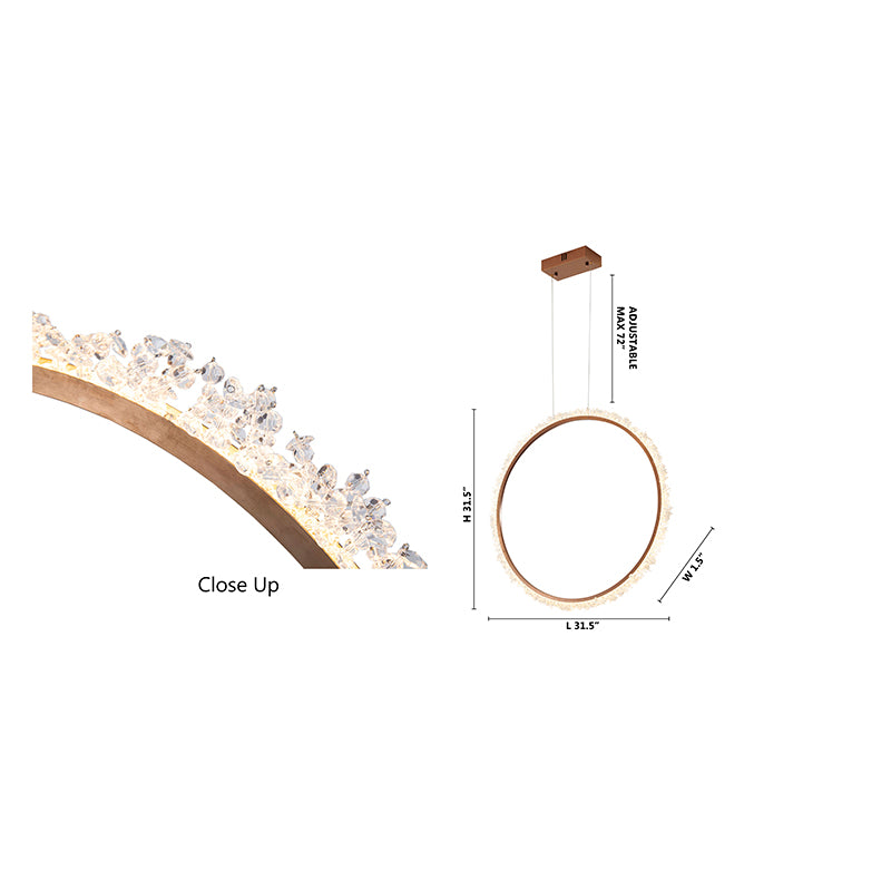 Gold LED Crystal Ring Chandelier