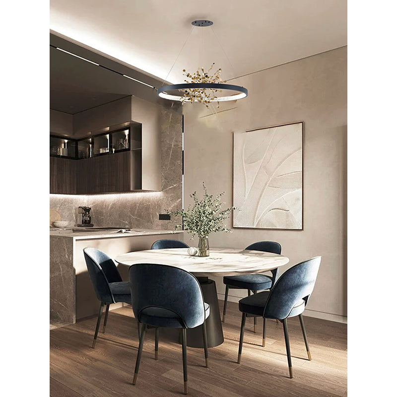 Ring LED Chandelier with Mirror Gold Sparkle