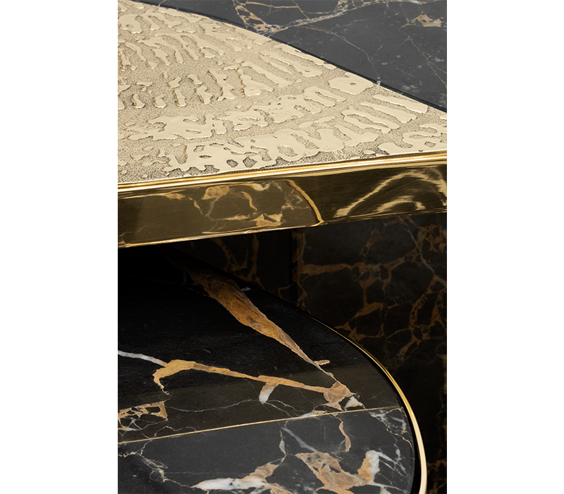 Ophelia Portoro Marble & Gold Center Table