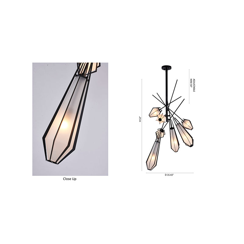 Metal Chandelier with Frosted Glass Shades