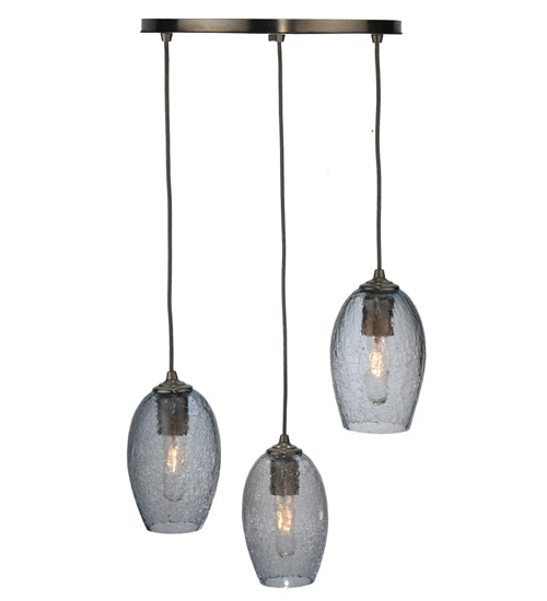 20"W Crackle Orb 3 LT Mouth Blown Cascading Pendant by Meyda Lighting