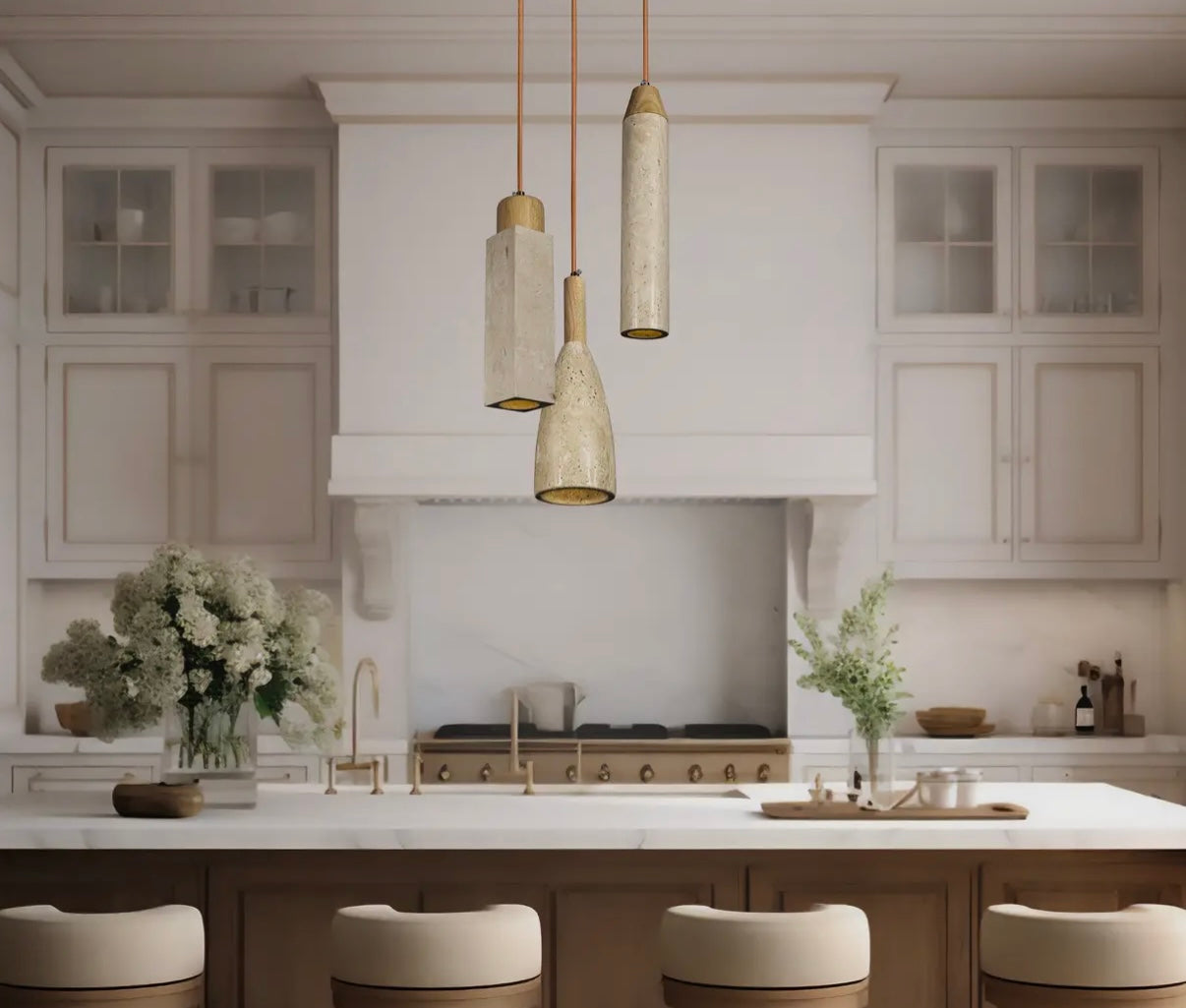Natural Travertine Pendant Light