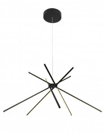 Matte Black/White Match Stick LED Chandelier with Frosted White Diffusers
