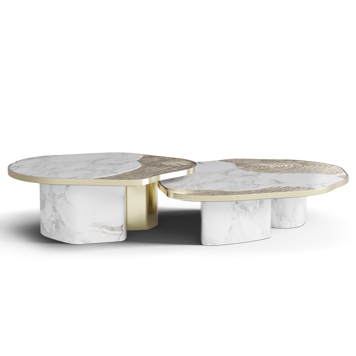 Opelia Calacatta Marble & Gold Center Table