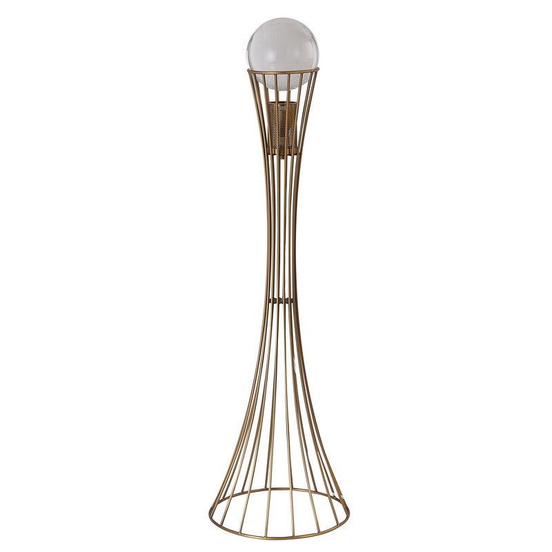 Antique Brass Floor Lamp with Crystal Ball