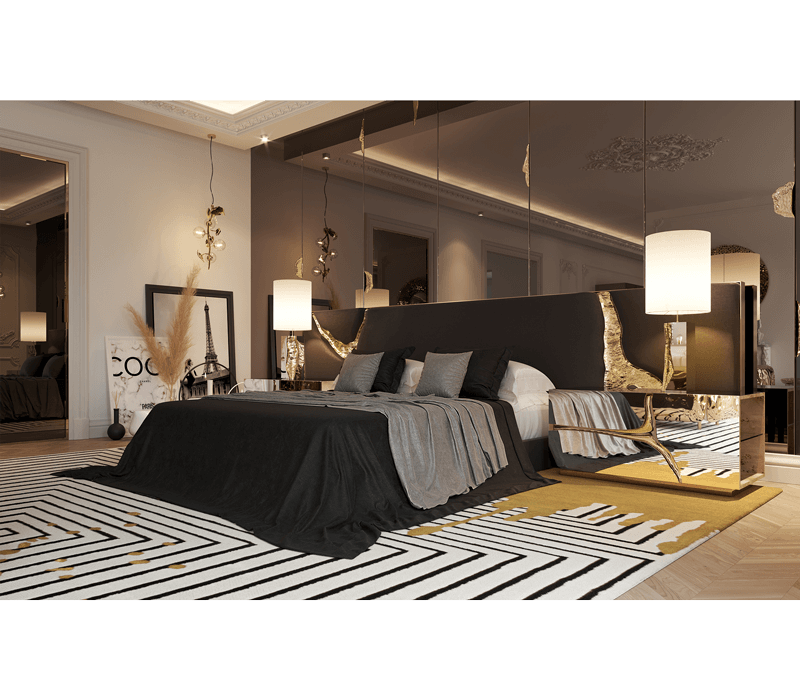 Lapiaz Black Bed & Headboard
