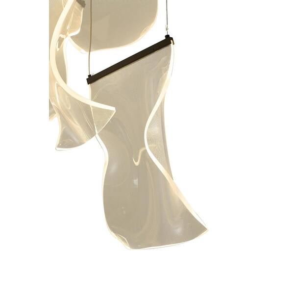 Satin Black LED Chandelier with Acrylic Crumbled Sheet Pendants