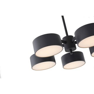 Gold Frame Light Fixture with Black Shades & White Frosted Diffusers