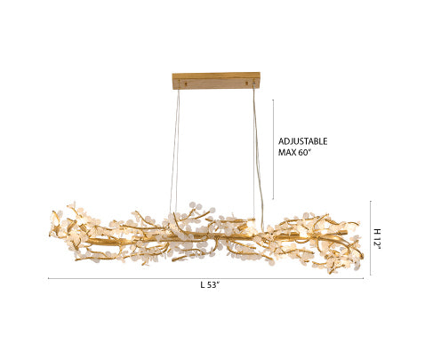 Gold Aluminum Chandelier With Clear Glass