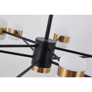 Black Metal Frame LED Chandelier with White & Gold Lights