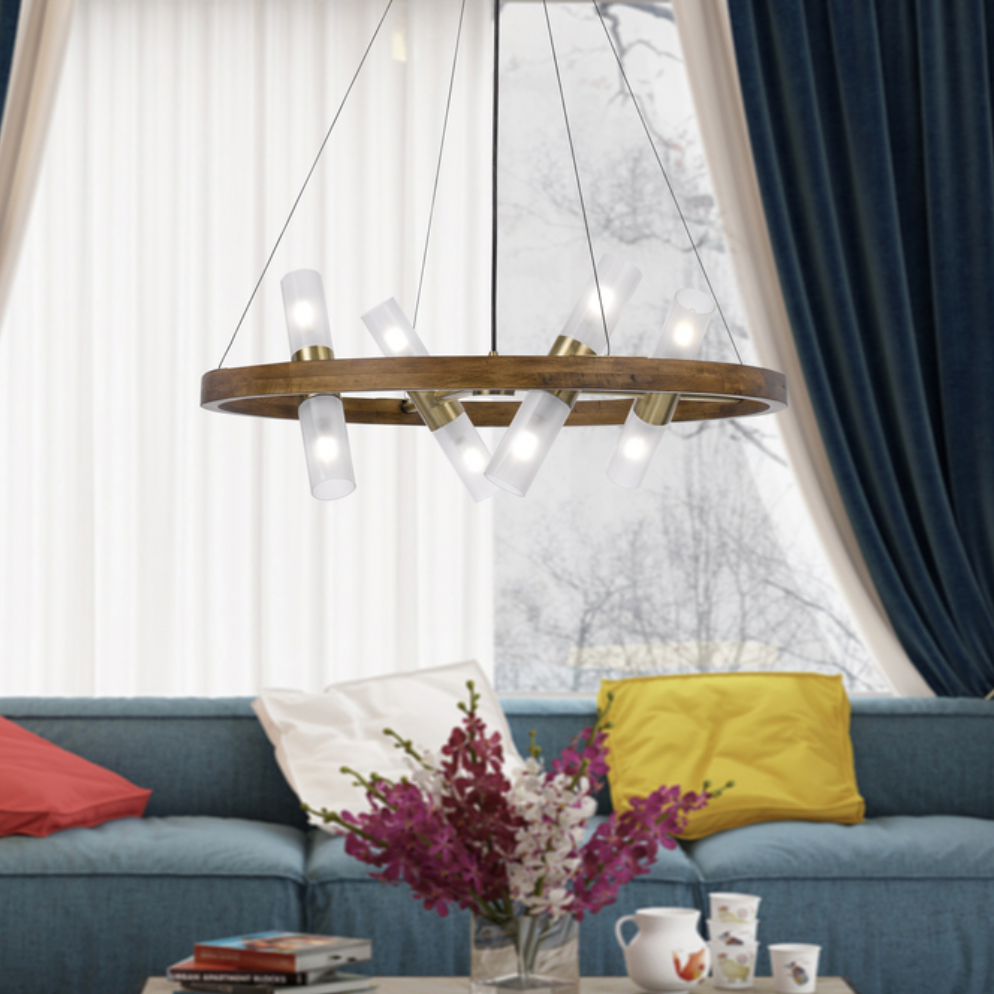 Wood & Brass Chandelier