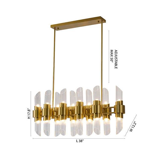 Satin Brass Chandelier With Clear Glass Shades