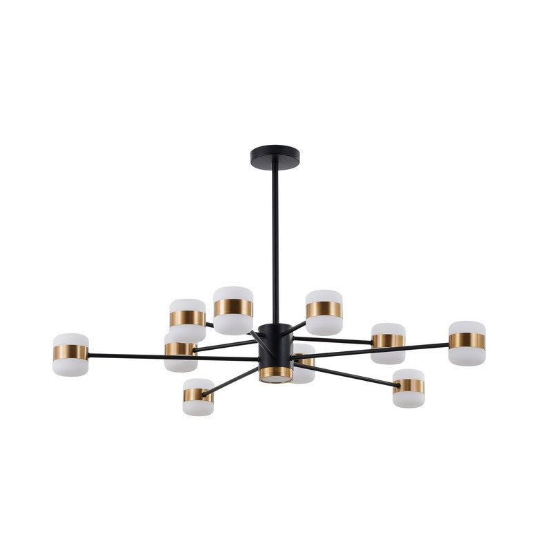 Black Metal Frame LED Chandelier with White & Gold Lights