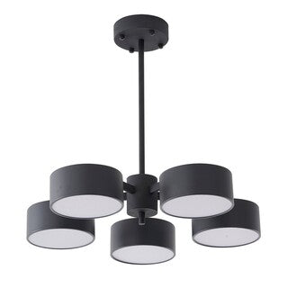 Gold Frame Light Fixture with Black Shades & White Frosted Diffusers