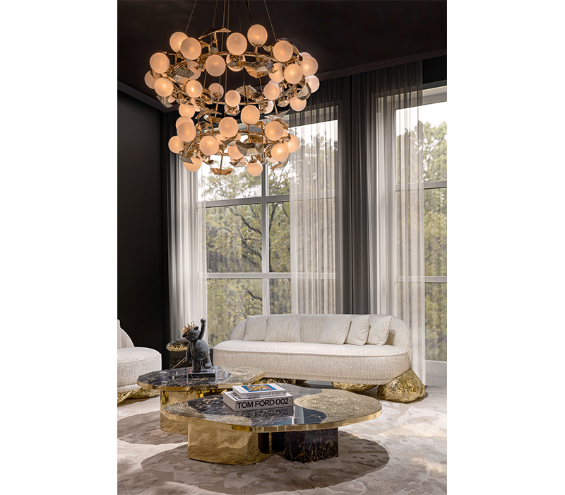 Ophelia Portoro Marble & Gold Center Table