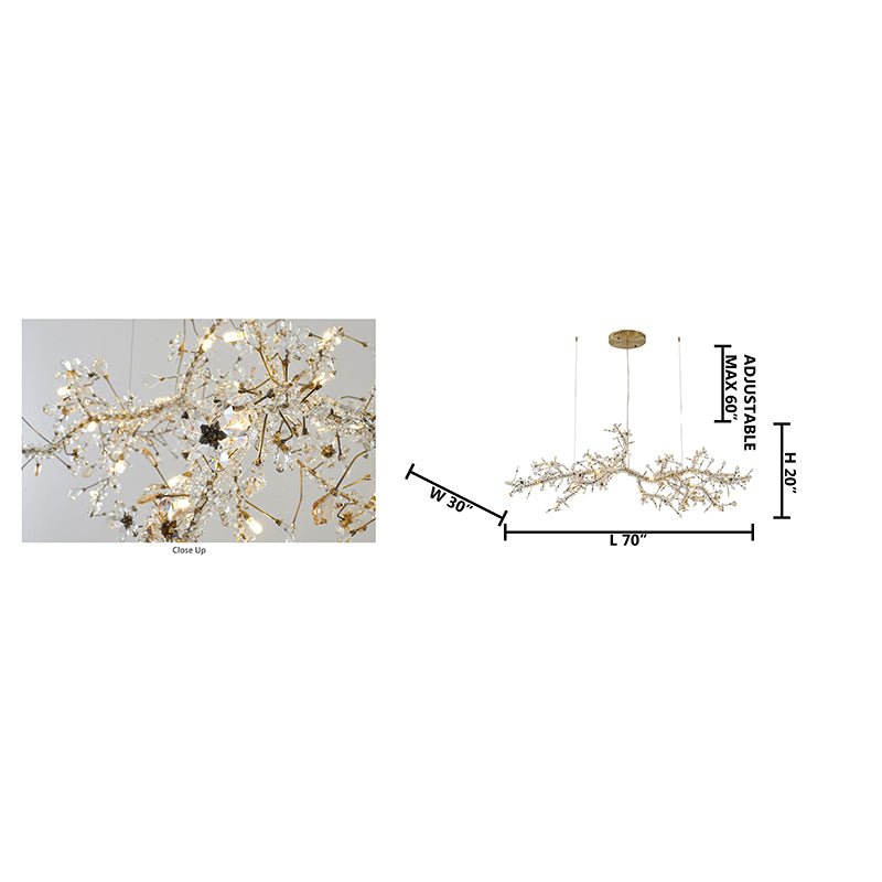 Clear & Champagne Crystal Branch Chandelier