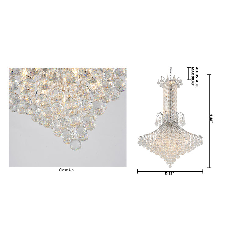 Chrome Waterfall Chandelier With Clear Hanging Crystals