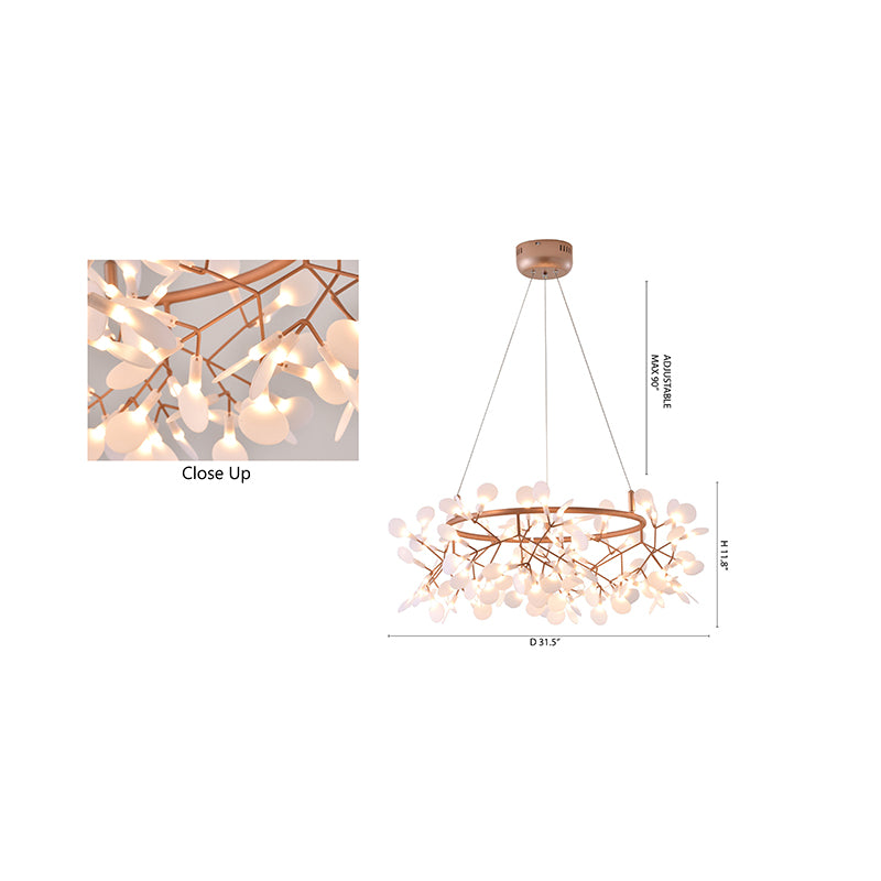 Round LED Leaf Petal Chandelier