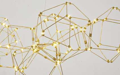 Gold LED Star Net Chandelier with Gold Hardware