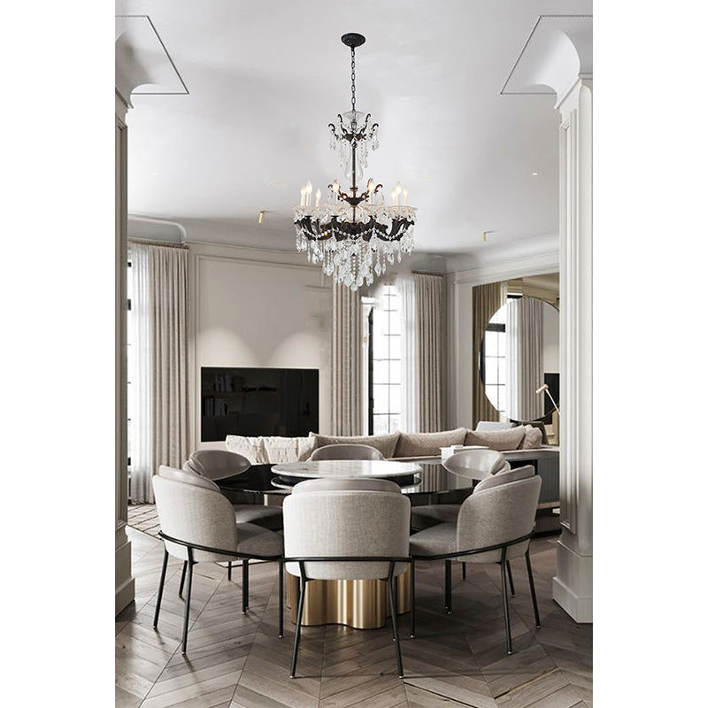 Satin Black 10-Light Crystal Chandelier