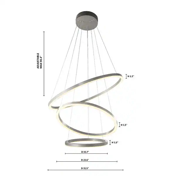 Three Halo Ring Chrome LED Chandelier