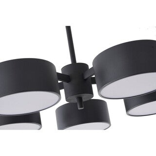 Gold Frame Light Fixture with Black Shades & White Frosted Diffusers