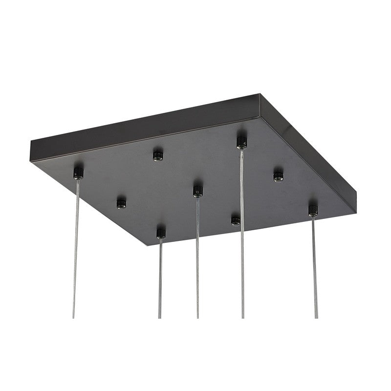 Flushed Chrome/Black Frame Chandelier