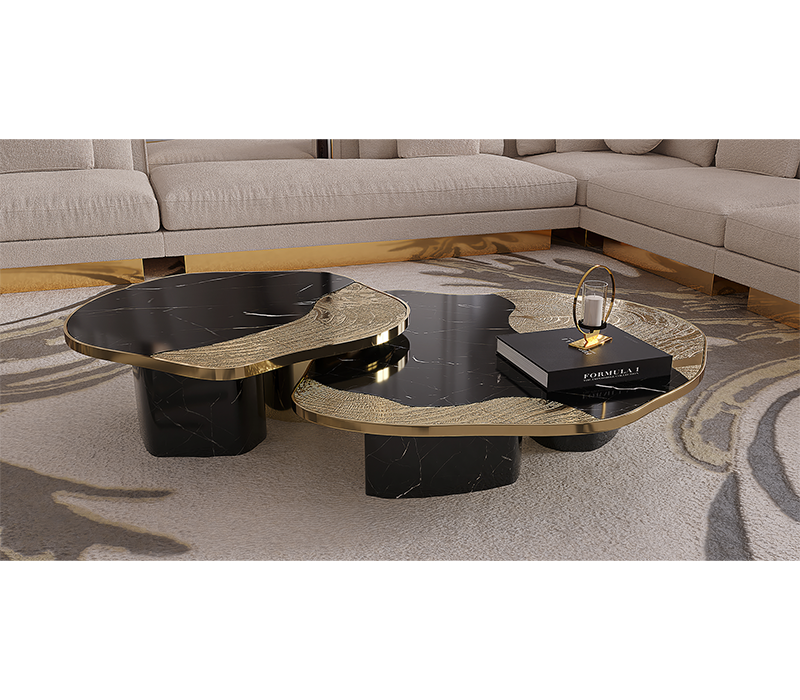 OPHELIA NERO MARQUINA MARBLE AND GOLD CENTER