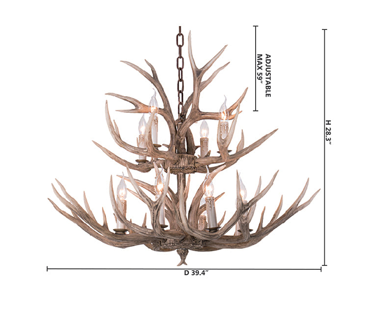 Two Tier Polyresin Antler Horn Chandelier