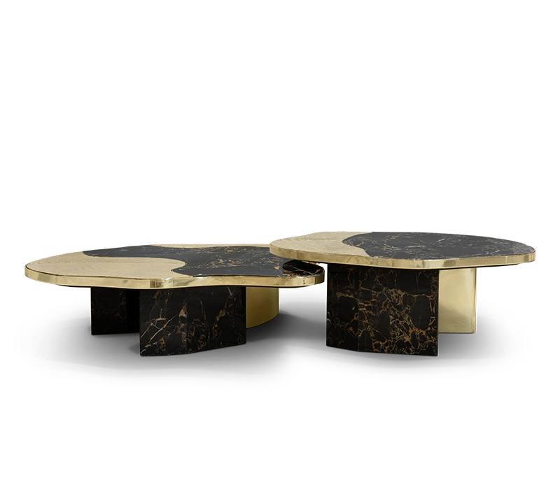 Ophelia Portoro Marble & Gold Center Table