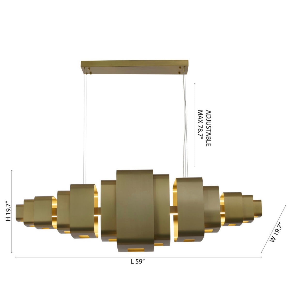 Satin Brass Stainless Steel LED Chandelier