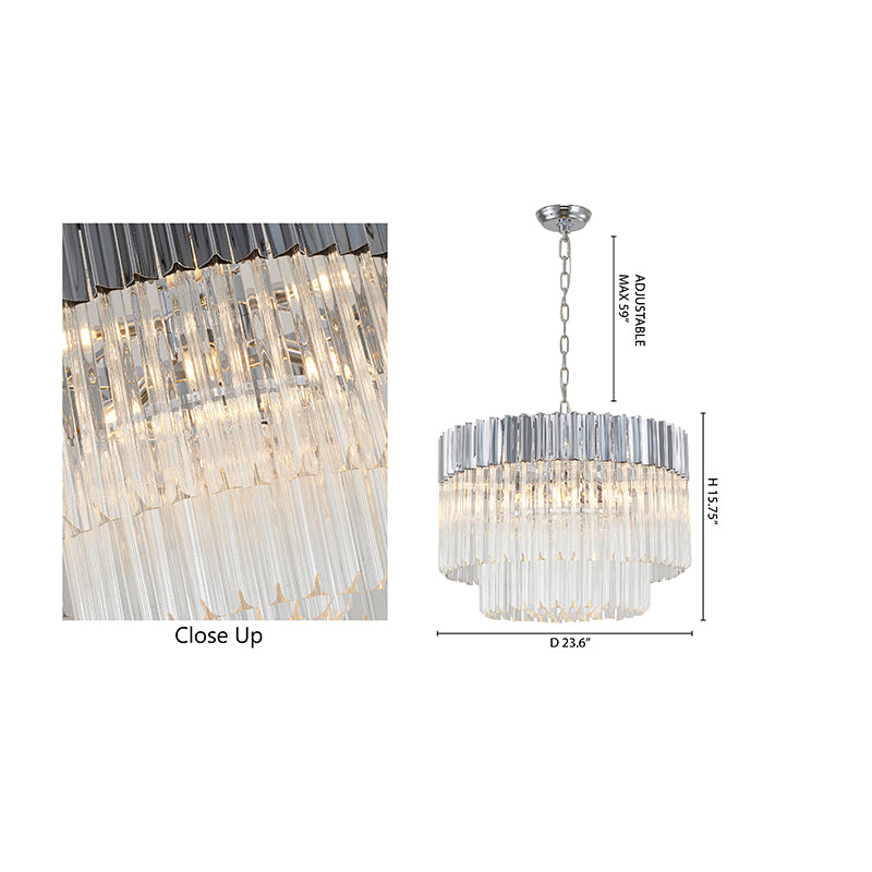 Round Chandelier With Clear Hanging Crystals