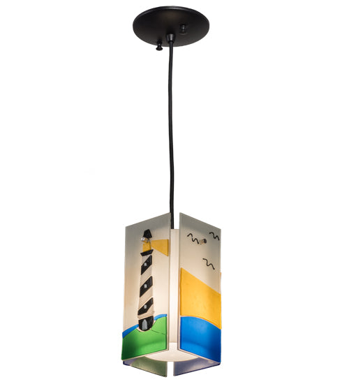 7"W Metro Fusion Lighthouse Quadrato Mini Pendant by Meyda Lighting